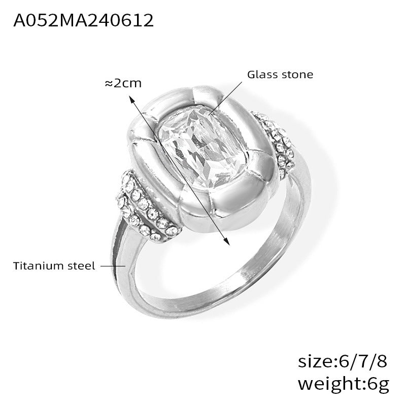 Retro light luxury simple cold wind jewelry texture oval brand diamond design titanium steel jewelry set 99