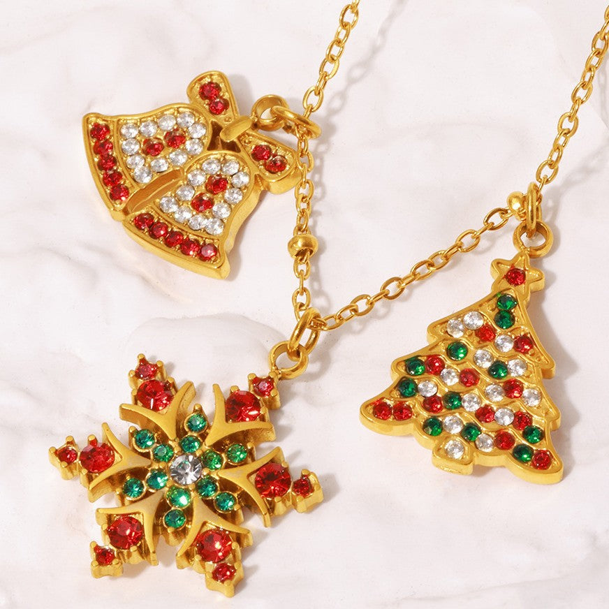 Christmas series titanium steel zircon pendant DIY jewelry cute atmosphere holiday element accessories accessories