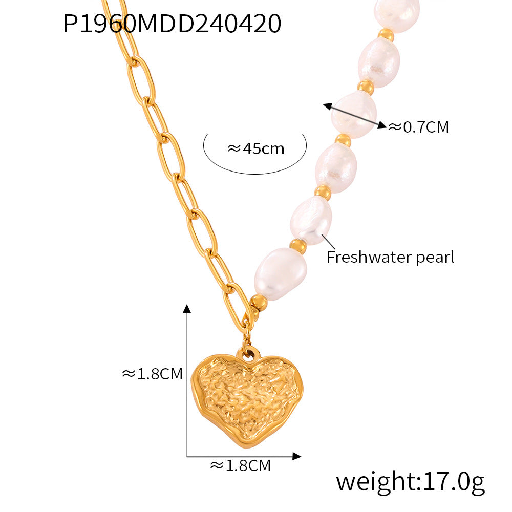 Dopamine Wear Personality Elegant Simple Light Luxury Jewelry Natural Stone Handmade Beaded Design Titanium Steel Necklace