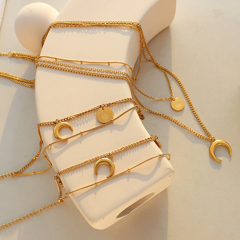 Cold ins wind niche design fashion stars moon sun bracelet necklace set E147-P690pp