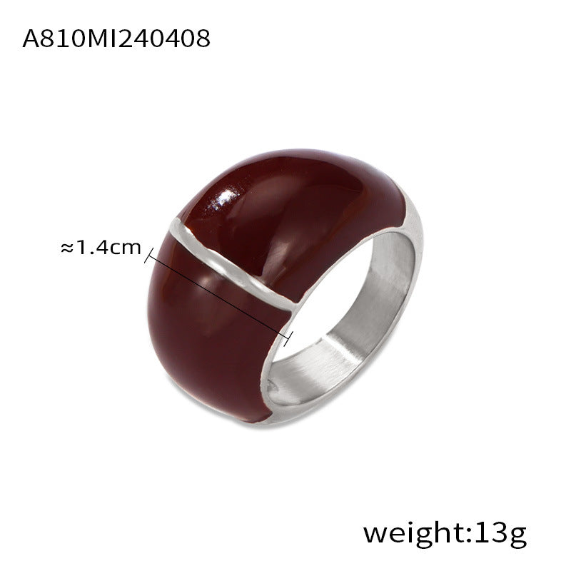 Retro niche geometric casting jewelry weights dripping oil design sense hand-polished titanium steel gold-plated ring