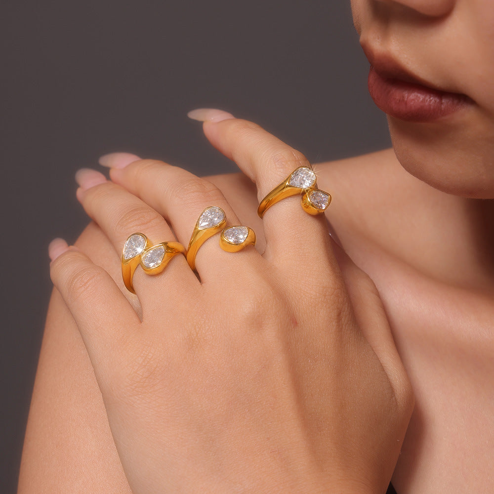 A682-Titanium steel open ring PVD plated 18k real gold color retention