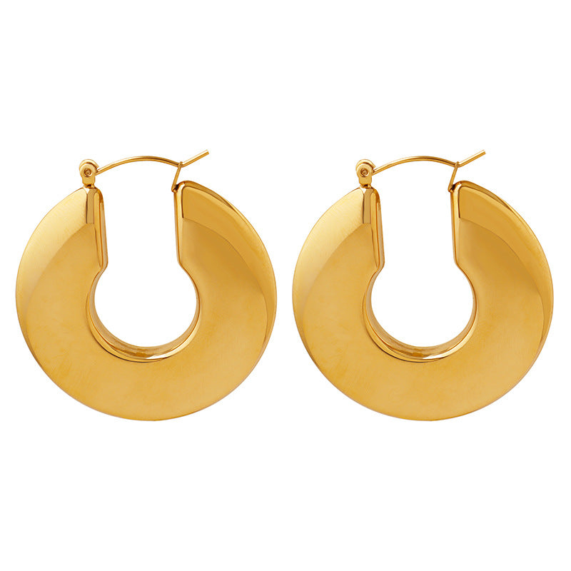 New exaggerated temperament niche design U-shaped earrings titanium steel plated 18K gold stainless steel women's jewelry