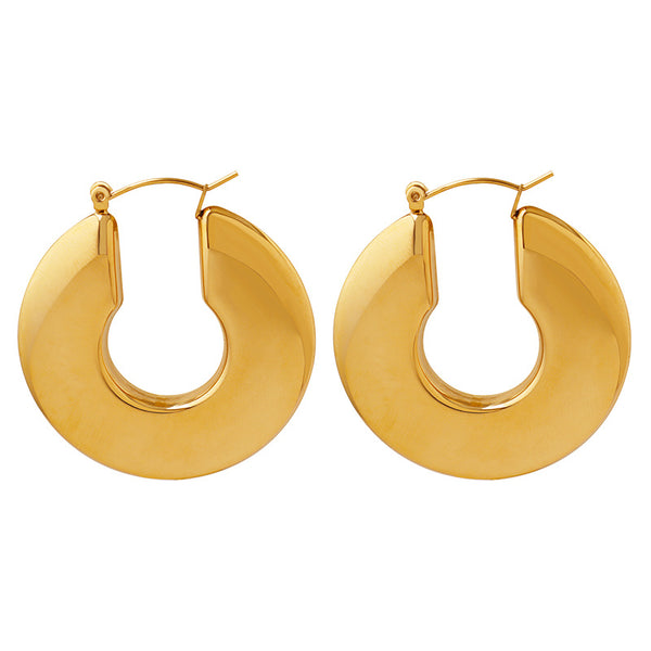New exaggerated temperament niche design U-shaped earrings titanium steel plated 18K gold stainless steel women's jewelry
