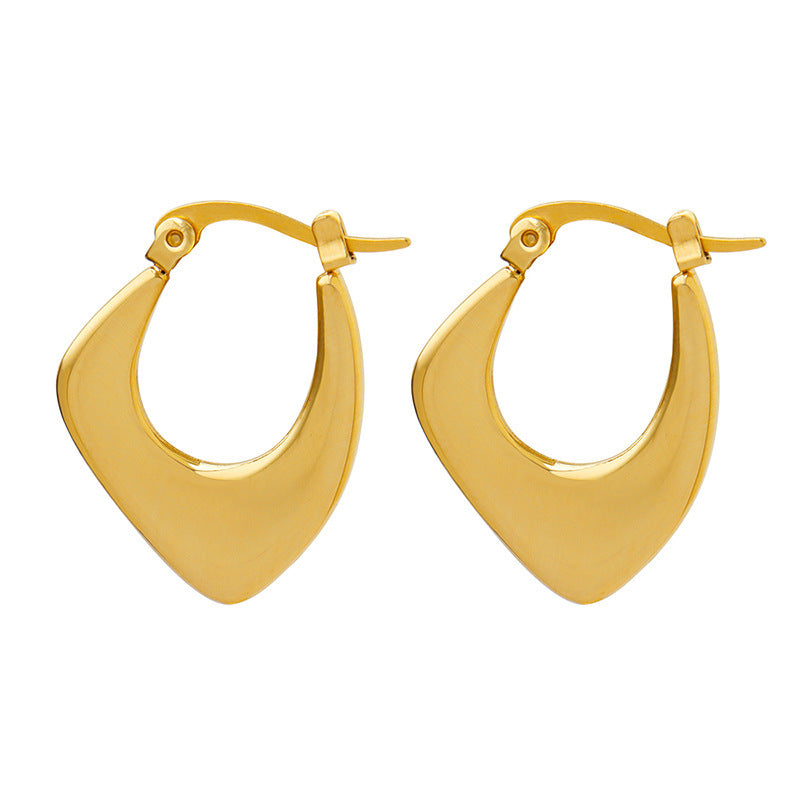 Neutral wind geometric simple fashion personalized ear buckle jewelry titanium steel plated 18K gold women's earrings earrings wholesale