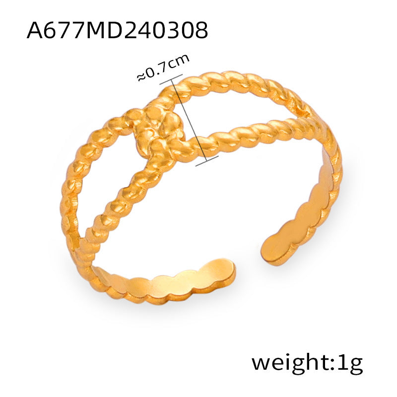New exaggerated niche design personalized simple titanium steel gold-plated open ring jewelry wholesale female pp