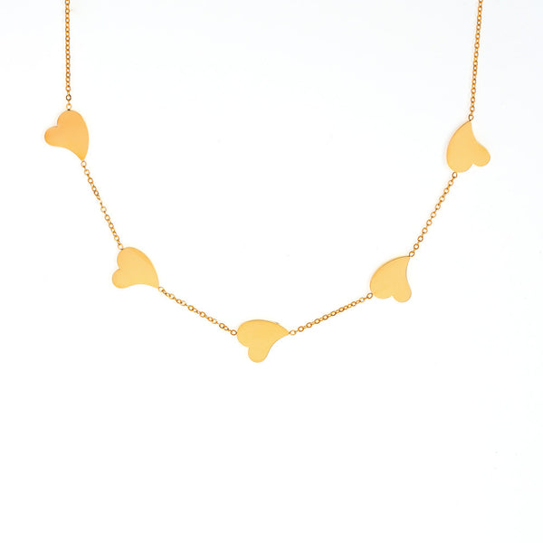 New European and American irregular love fringed pendant necklace titanium steel plated 18k gold light luxury versatile collarbone chain pp