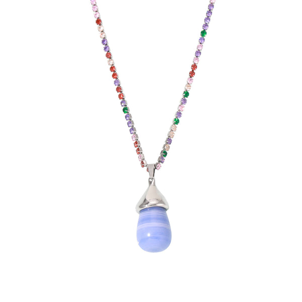 Stainless steel color zircon chain resin water drop collarbone necklace light luxury temperament necklace spot female