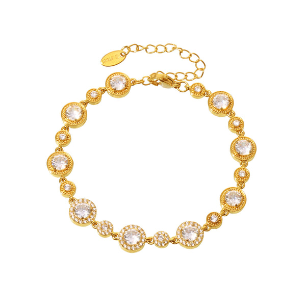 Stainless steel crystal zircon bracelet women's hand-inlaid gypsy star PVD plated 18K real gold original design