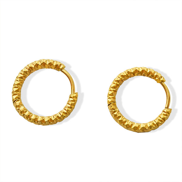 Accessories, niche personalized embossed circle earrings, titanium steel-plated 18K gold non-fading earrings 99