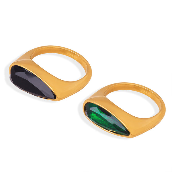 New light luxury retro titanium steel gold-plated geometric ring ring jewelry women's fashion