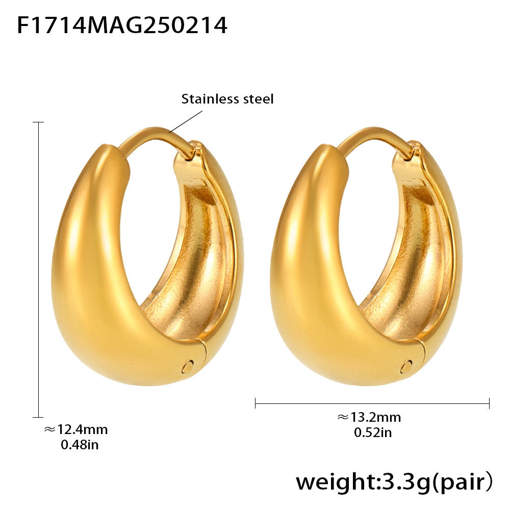 Circle earrings European and American small ear buckles niche plain rings stainless steel high polish gold color matching earrings 99
