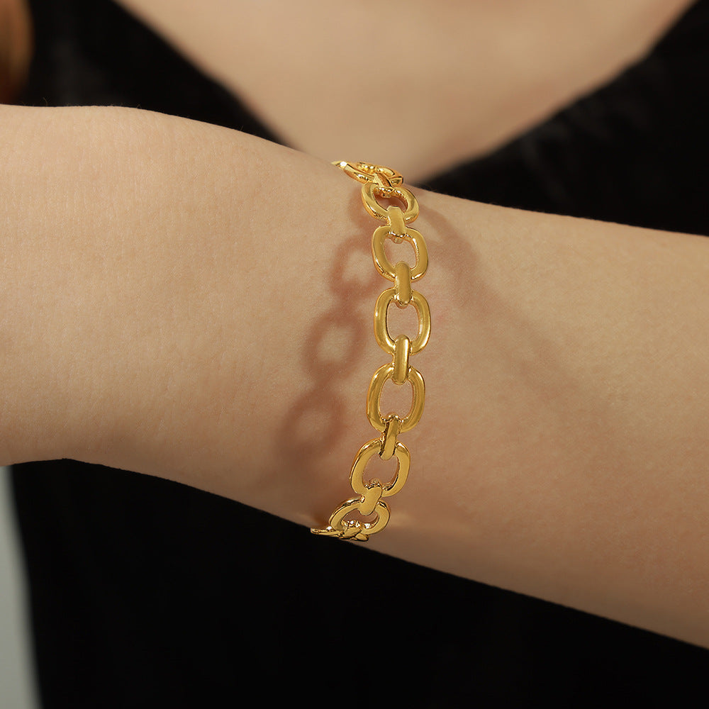New simple, fashionable and versatile personalized titanium steel gold-plated irregular geometric hollow opening bracelet jewelry