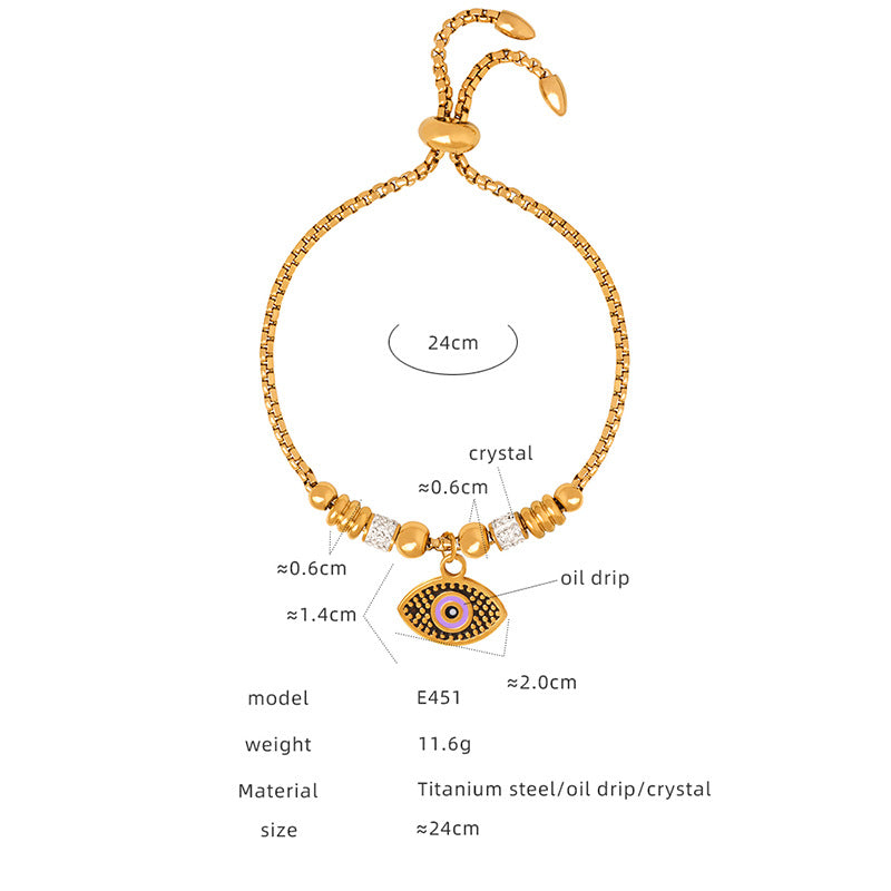 Retro personality versatile all kinds of exaggerated eye pendant titanium steel bracelet women's jewelry spot wholesale pp
