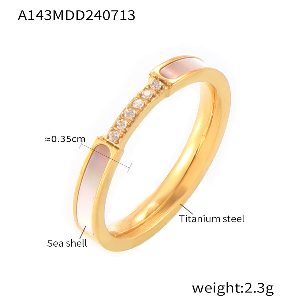 tetragonal opal pendant titanium steel clavicle chain seashells ring necklace ring niche set
