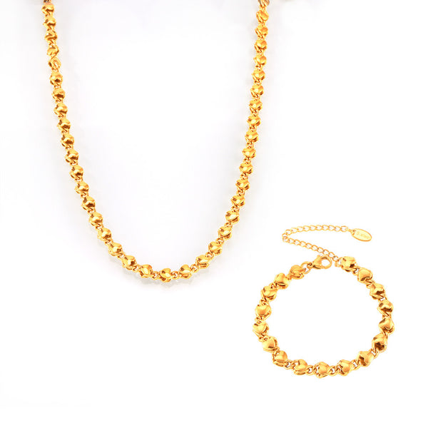 18k gold-plated hollow love woven bracelet necklace copper material does not fade simple set