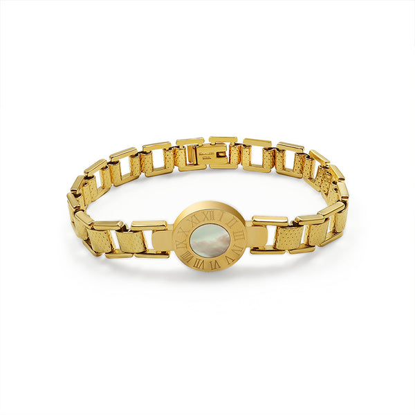 Premium niche Roman numerals watch disc shell bracelet women ins titanium steel gold-plated personalized jewelry 99