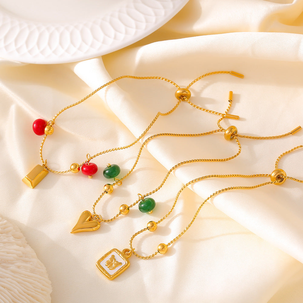 Hot-selling round bead agate geometric element pendant bracelet niche design plated 18k gold love jewelry women pp