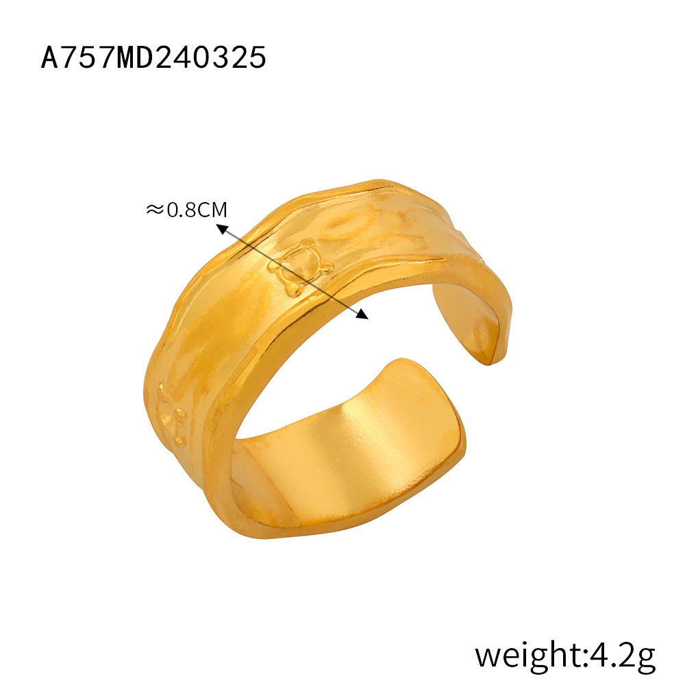 Fashion commuter simple geometric jewelry hollow multi-layer texture splicing design sense index finger ring titanium steel open ring