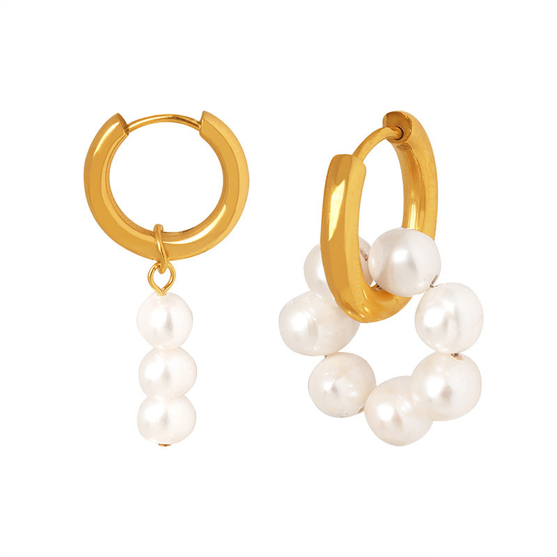 Temperament simple earrings, earrings, gold-plated earrings, niche design asymmetrical earrings, women's jewelry