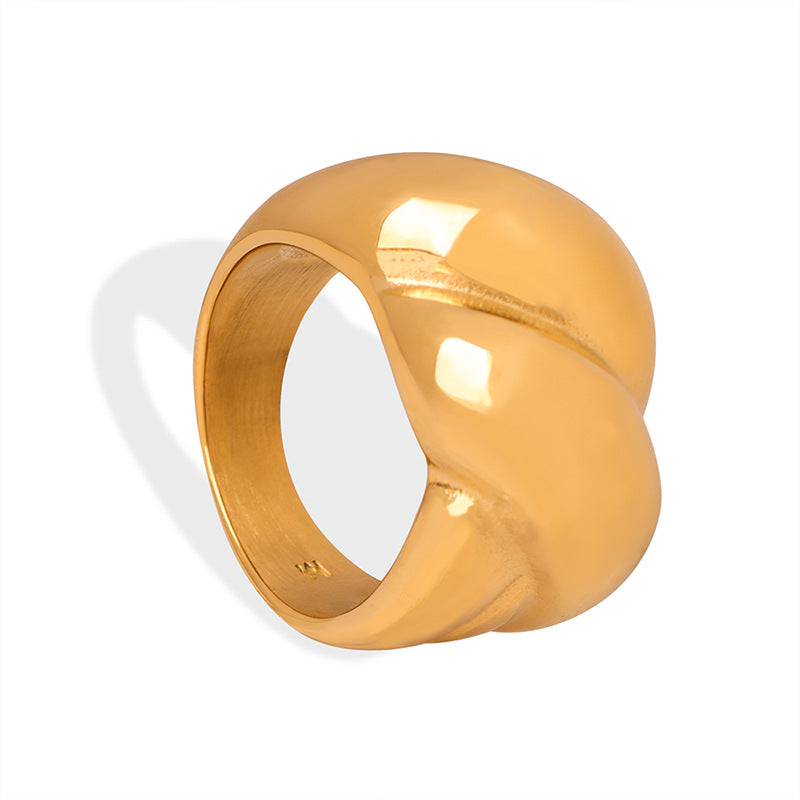New niche design personality high sense titanium steel gold-plated fashion twist texture ring ring jewelry women