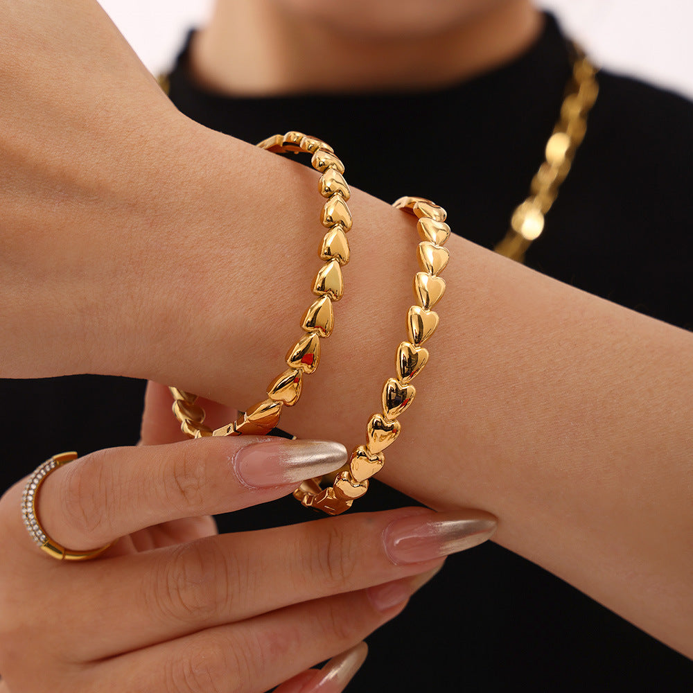 Internet celebrity love bracelet 18K gold plated stainless steel bracelet jewelry light luxury female wholesale pp