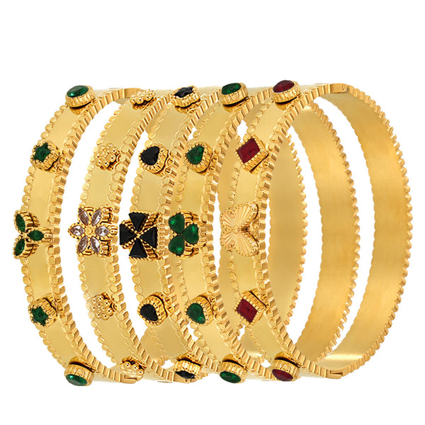 Stainless steel bracelet flower inlaid zircon Czech glass buckle gear bracelet combination hot spot