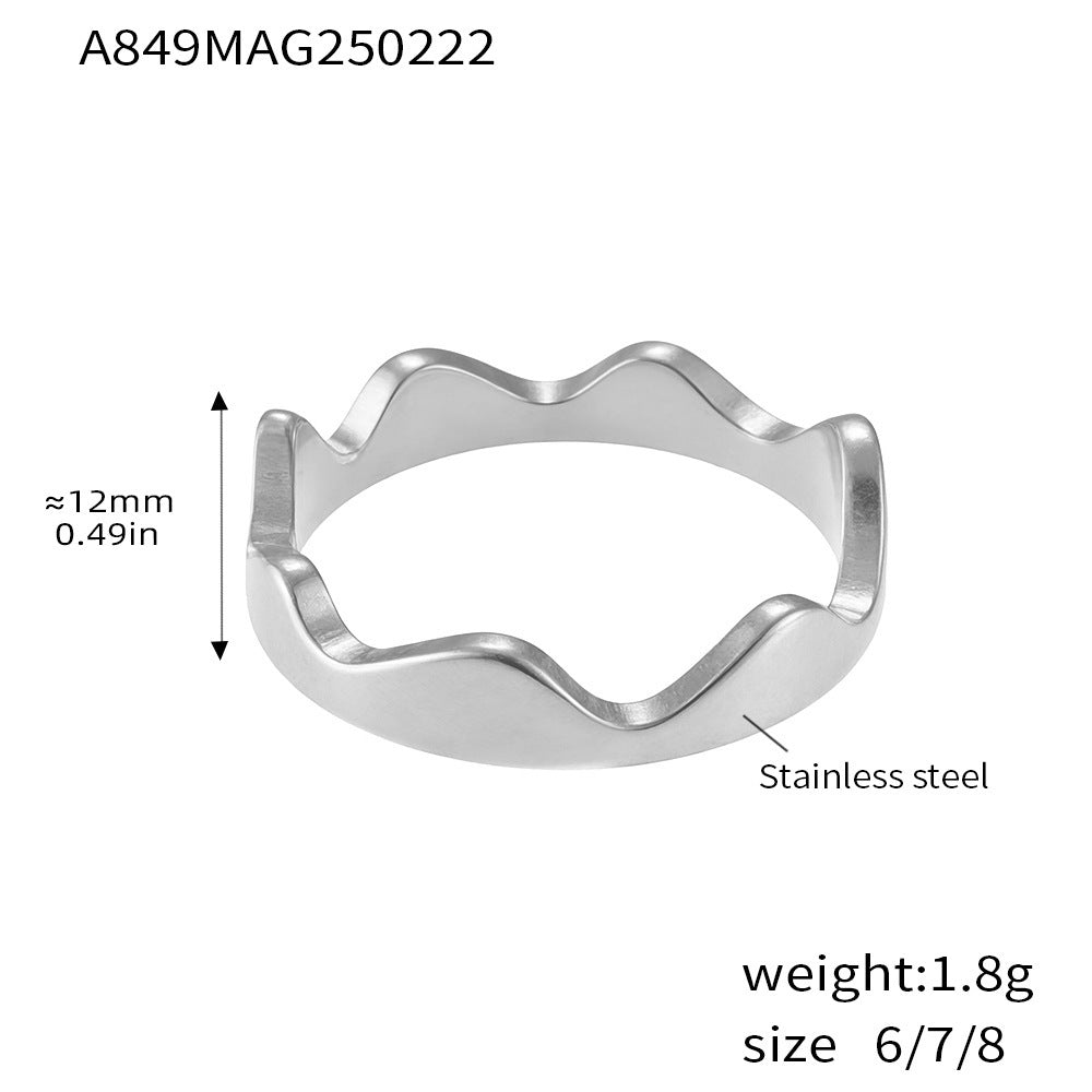 Irregular open ring ins wind niche design titanium steel PVD plated 18K real gold color retention ring women