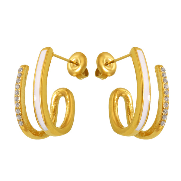 Stainless steel micro-inlaid zircon enamel color glaze stud earrings light luxury temperament earrings personality versatile niche earrings women 99
