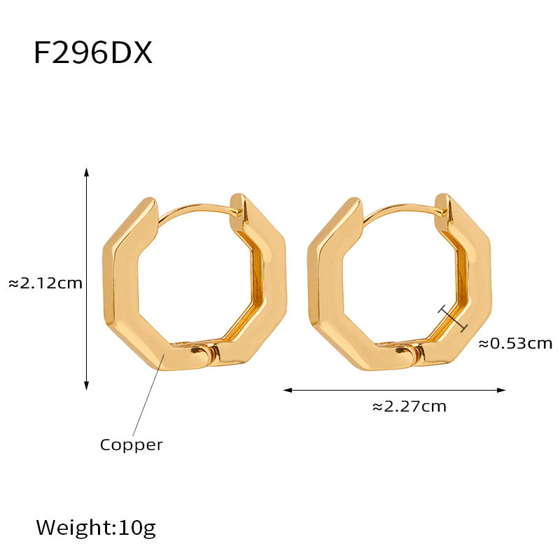 New simple ins style personalized niche design copper geometric polygon design earrings jewelry women