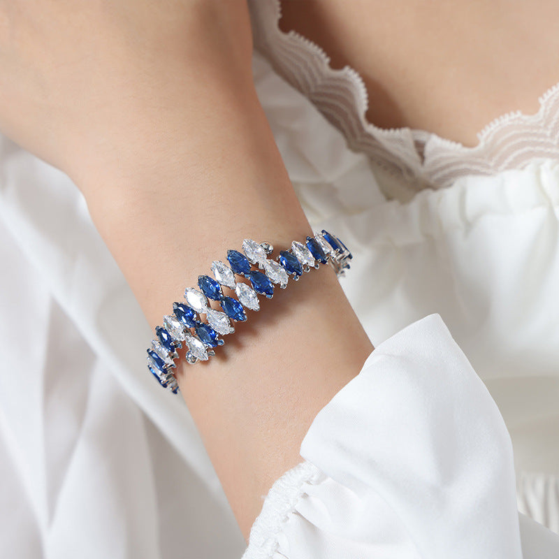New high-end fashion personalized niche design light luxury inlaid with colored zircon bracelet jewelry women