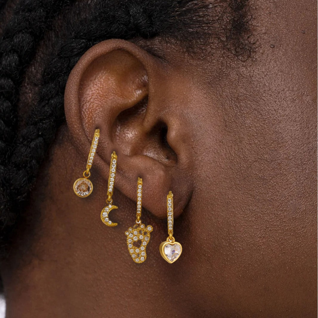 Stainless steel inlaid zircon full diamond earrings multi-element earrings plated with 18k gold color retention exquisite earrings combination