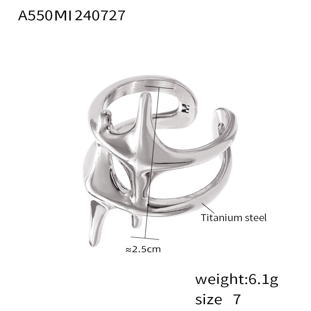Cross mango ring, cold wind titanium steel plated with 18k real gold, trendy men's and women's index finger ring 99.