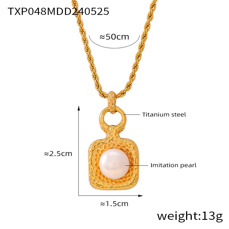 Personality niche polka dot texture design freshwater pearl jewelry temperament elegant titanium steel fashion suit