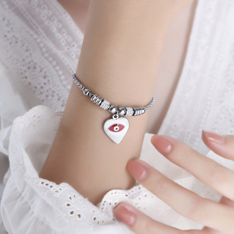 Retro personality versatile all kinds of exaggerated eye pendant titanium steel bracelet women's jewelry spot wholesale pp