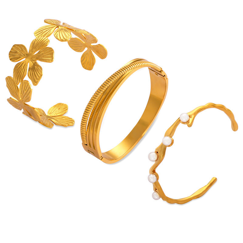 Personalized niche texture design bracelet 18K gold-plated non-fading light luxury temperament jewelry women's wholesale