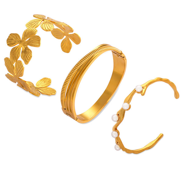 Personalized niche texture design bracelet 18K gold-plated non-fading light luxury temperament jewelry women's wholesale