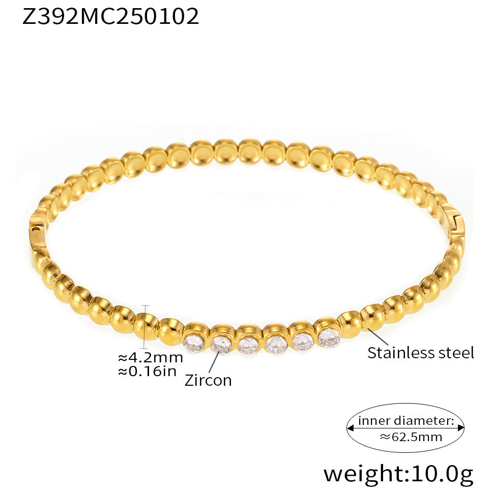 T family full of diamond zircon buckle bracelet hand-inlaid stainless steel about light luxury bracelet 99