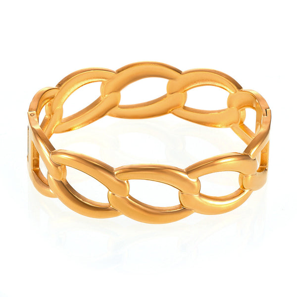 Stainless steel PVD electroplated 18K real gold interlocking bracelet simple fashion trend bracelet spot 99