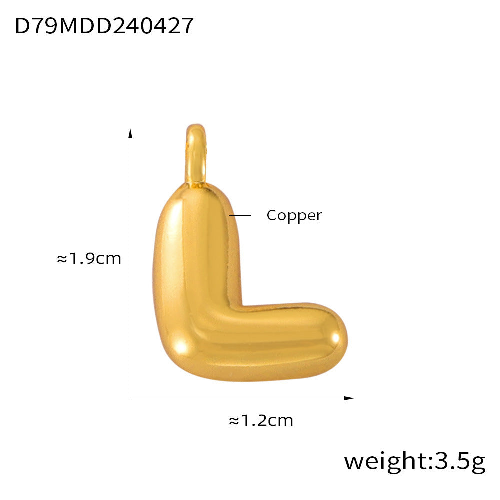 Hot Sale Glossy Bubble Balloon 26 English Letter Pendant Accessories Versatile Copper Gold Plated Jewelry 99