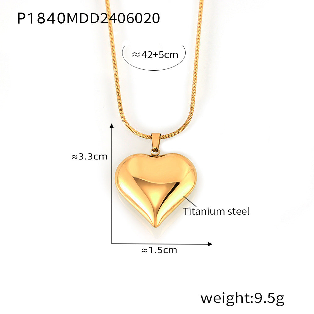 Simple personality elegant temperament love pendant jewelry geometric snake bone chain fashion versatile titanium steel necklace pp