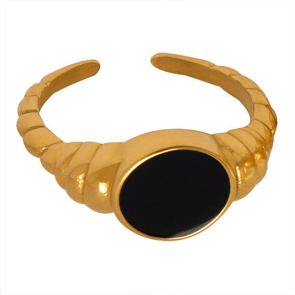 Retro niche simple index finger ring dripping oil twist opening ring titanium steel plated 18K gold women's jewelry pp