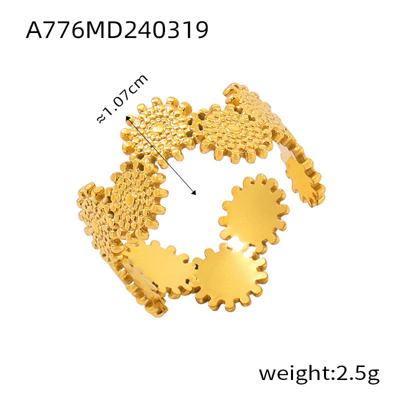 Simple and personalized design jewelry geometric texture splicing ring titanium steel multi-layer stacked wind index finger ring pp