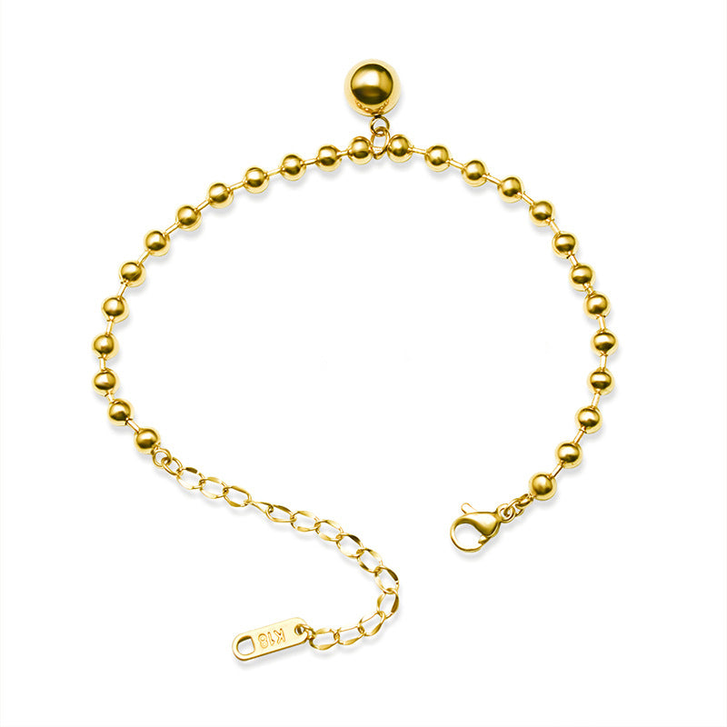 Retro court style geometric steel ball bracelet titanium steel plated 18K real gold light luxury trendy hand jewelry E053