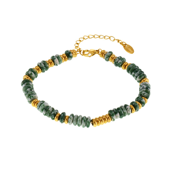 Natural stone abacus bead bracelet women's fashion light luxury titanium steel plated 18k gold versatile personality temperament chain decoration 99