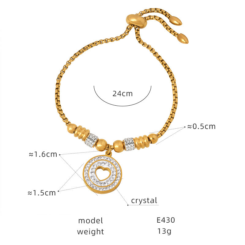Premium sense light luxury personalized diamond-encrusted bracelet titanium steel plated 18K gold versatile simple and non-fading women's jewelry 99