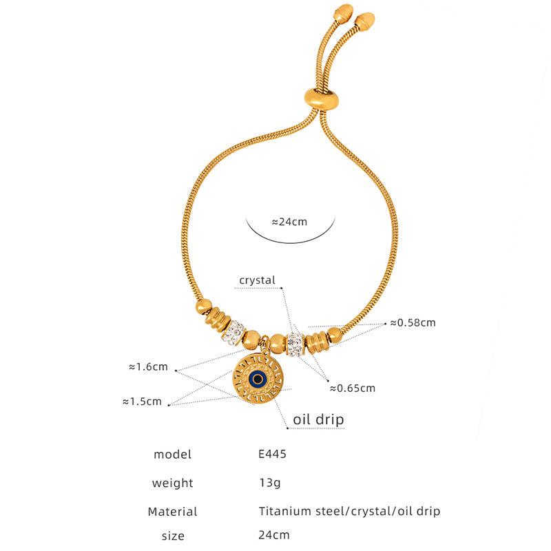 Titanium steel electroplated gold 18k does not fade, personalized exaggeration, eye pendant, bracelet, women's wholesale jewelry