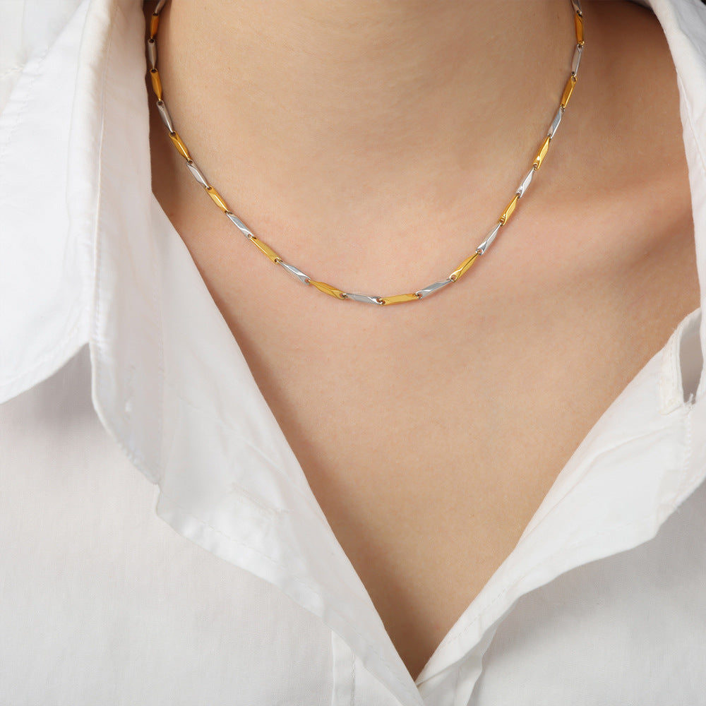 New high-end cold wind niche simple fashion versatile temperament titanium steel gold-plated personalized necklace jewelry