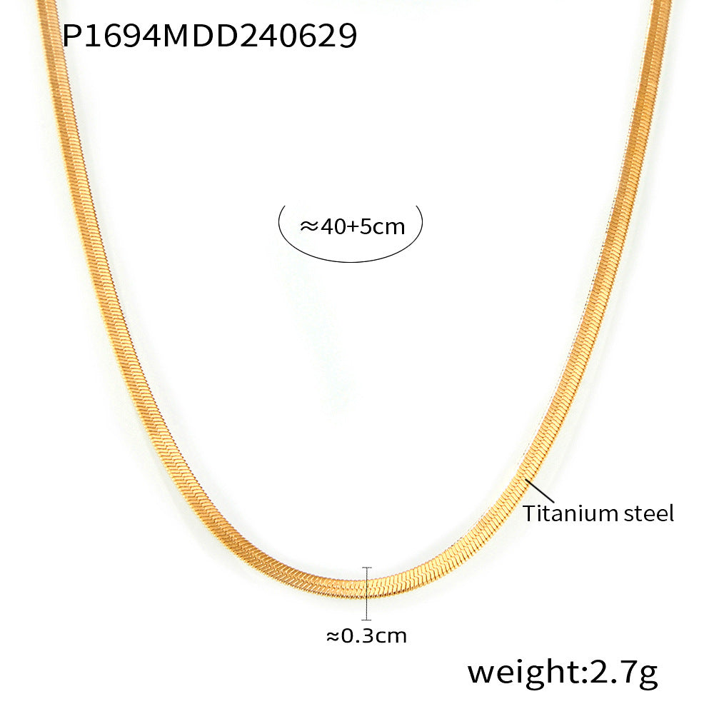 Simple temperament personalized rice bead chain jewelry irregular round brand tiger eye stone pendant titanium steel necklace