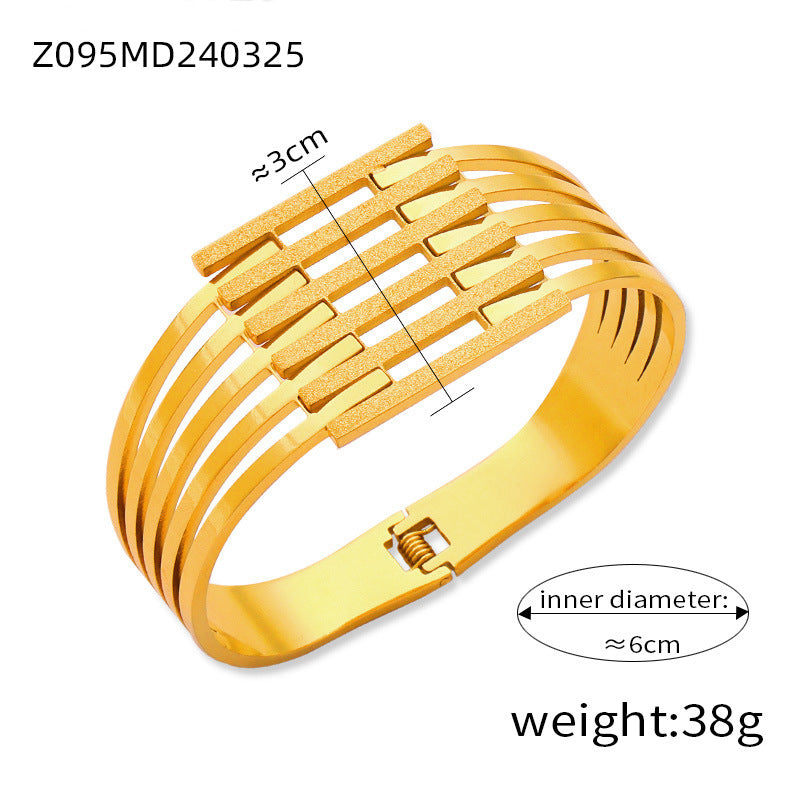 Fashion new cross-border personalized niche design titanium steel gold-plated diamond-encrusted geometric bracelet jewelry